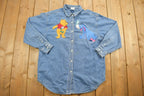 Vintage 1990s Disney Winnie the Pooh Embroidered Denim Jacket  Vintage Denim  Streetwear  Outerwear  Fall Jacket  90s  Piglet
