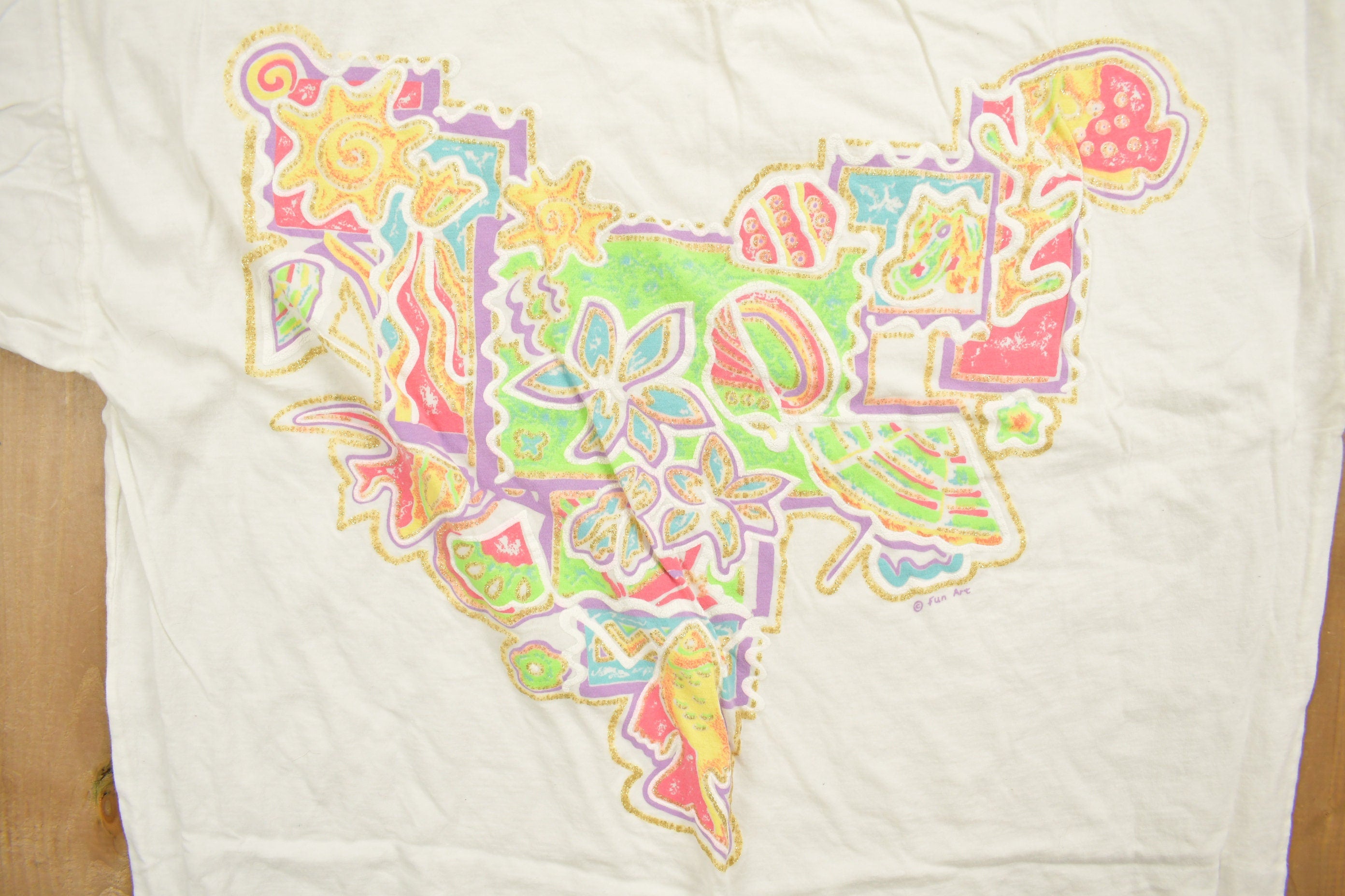 Vintage 1990s Abstract Braemar Floral Graphic T-Shirt