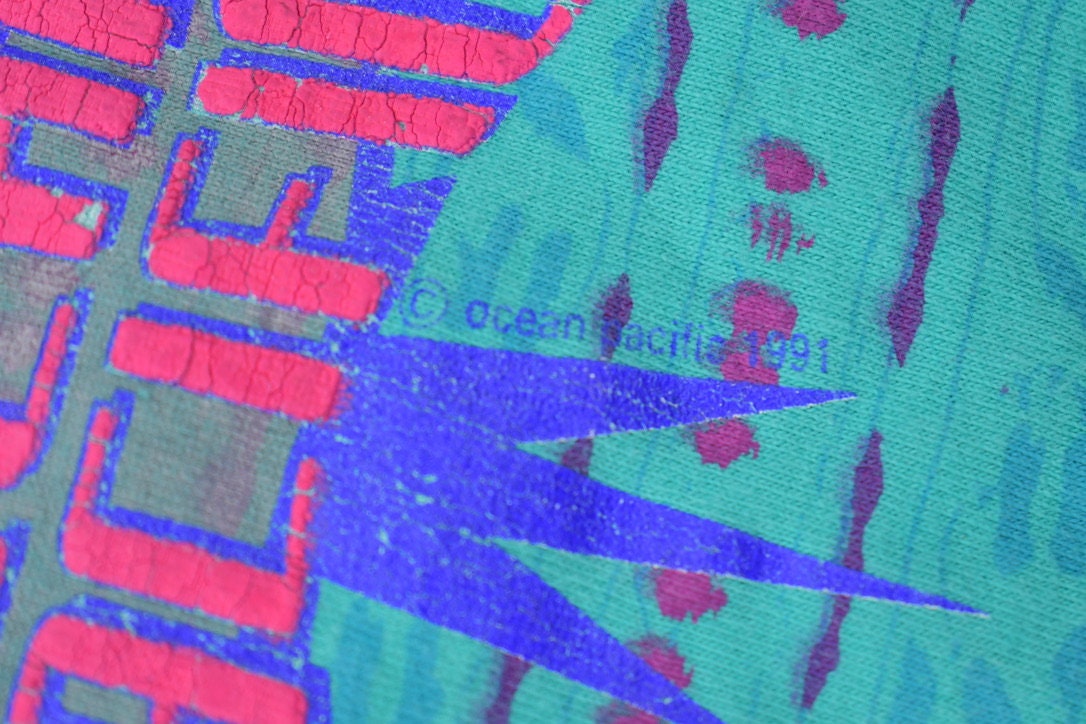Vintage 1991 Ocean Pacific All Over Print Graphic T Shirt