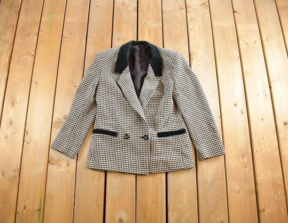 Vintage 1980s Marks & Spencer Women's Houndstooth Blazer /