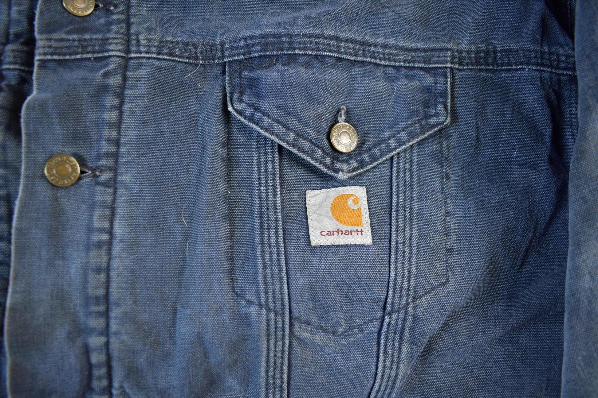Vintage 1990s Carhartt Distressed Sun Faded Trucker Jacket Men's 3XL