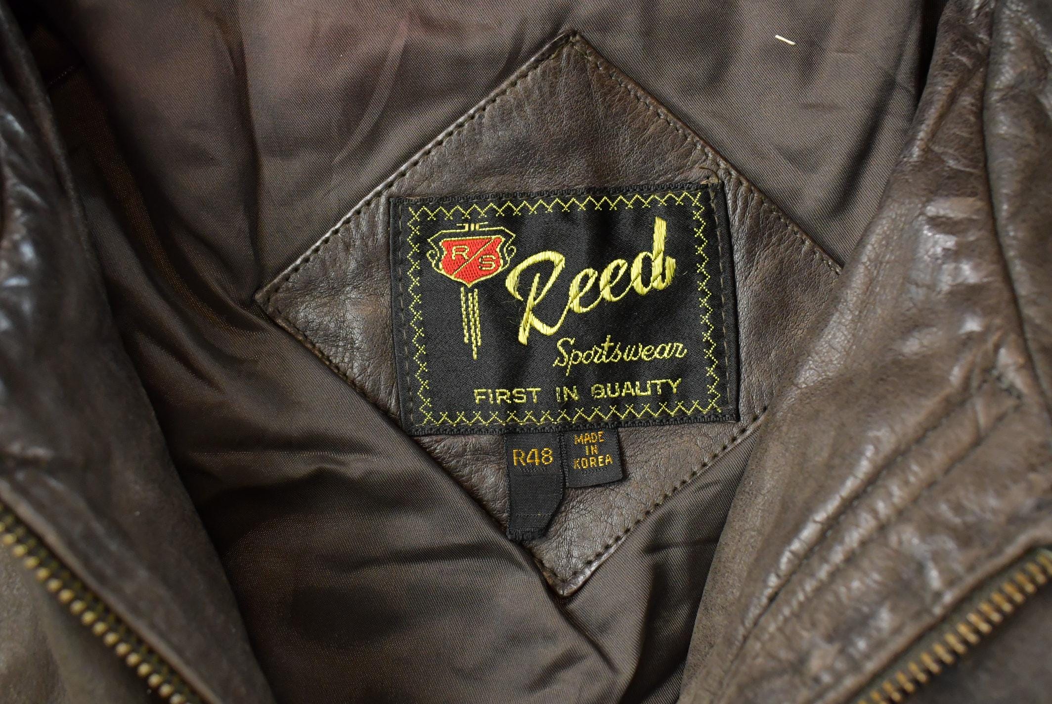 Vintage 1960s Reed Leather Bomber Flight Jacket Men's L /