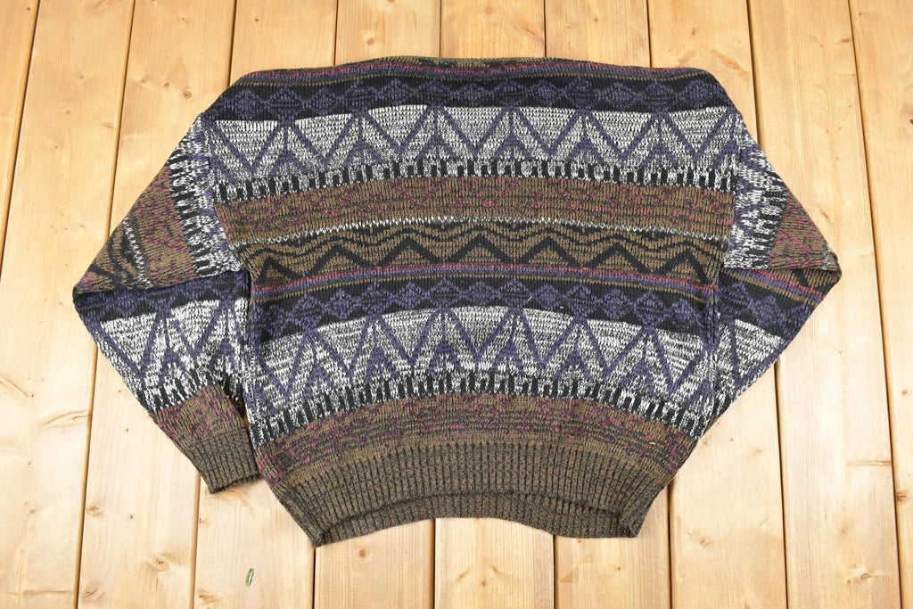 Vintage 1990s Abstract Knit Crewneck Sweater Men's L /