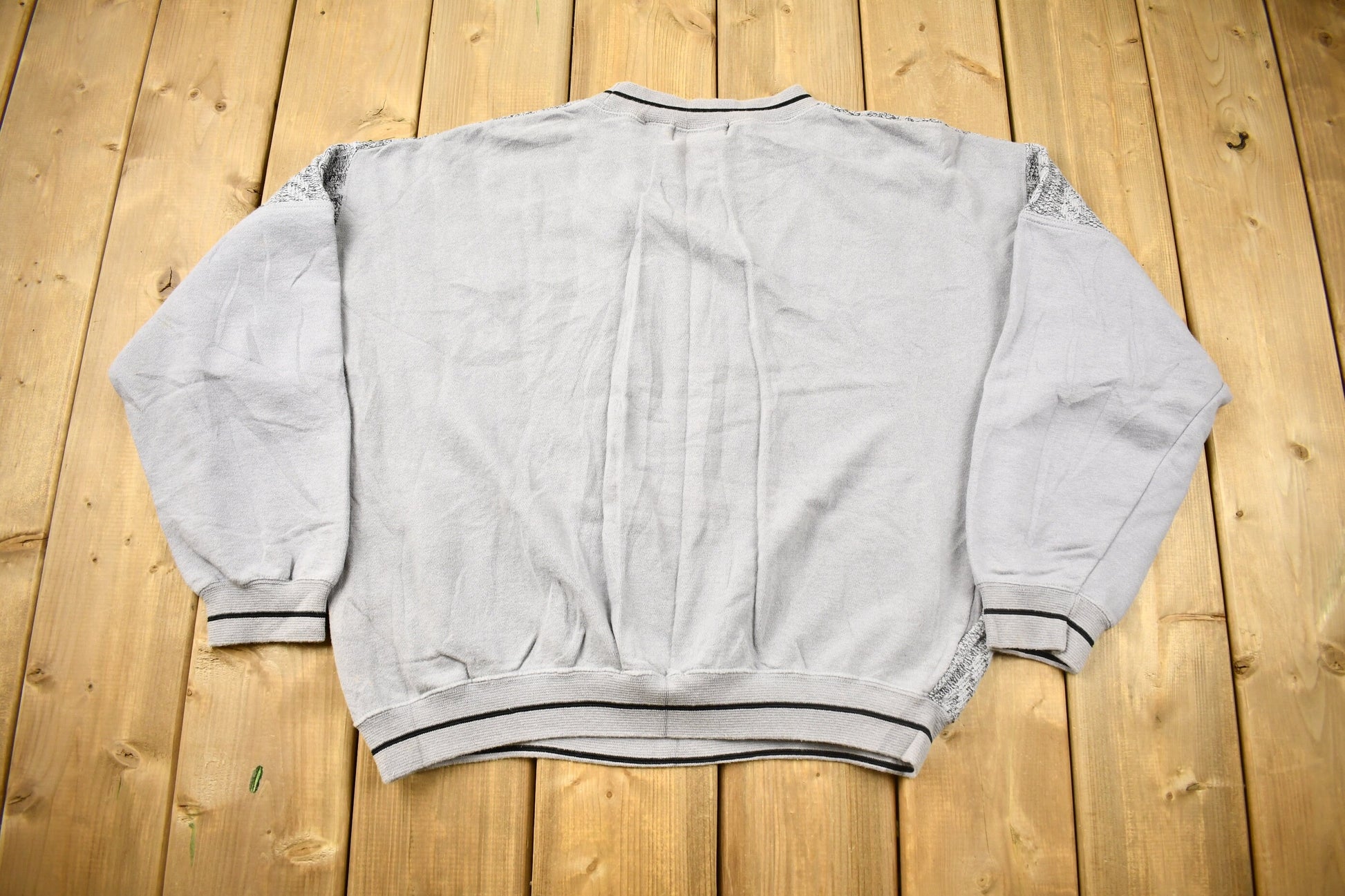 Vintage 1990s CC Sport 3D Cable Knit Grey Crewneck Sweater