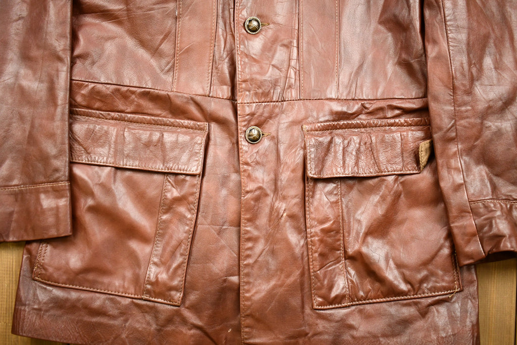 Vintage 1970s Burnt Orange Full Length Angel Skin Nappa Leather Trench Coat