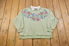 Vintage 1990s Floral Collared Crewneck Sweatshirt