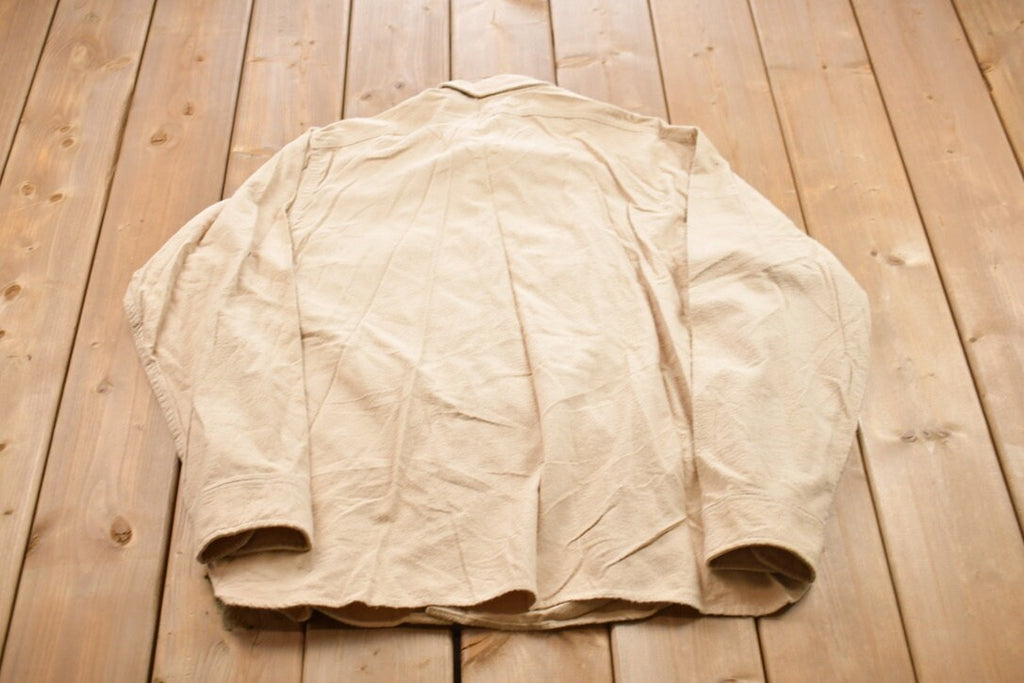 Vintage 1990s Woolrich Beige Blank Button Up Shirt