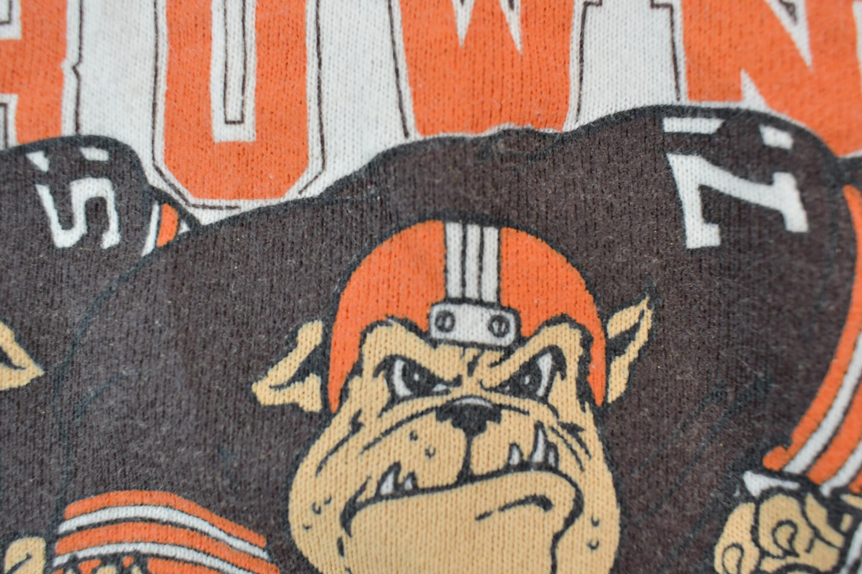 Vintage 1980s Cleveland Browns Dawgs Starting Line NFL Crewneck Sweatshirt