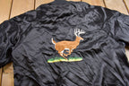 Vintage 1980s Deer Embroidered Satin Bomber Jacket