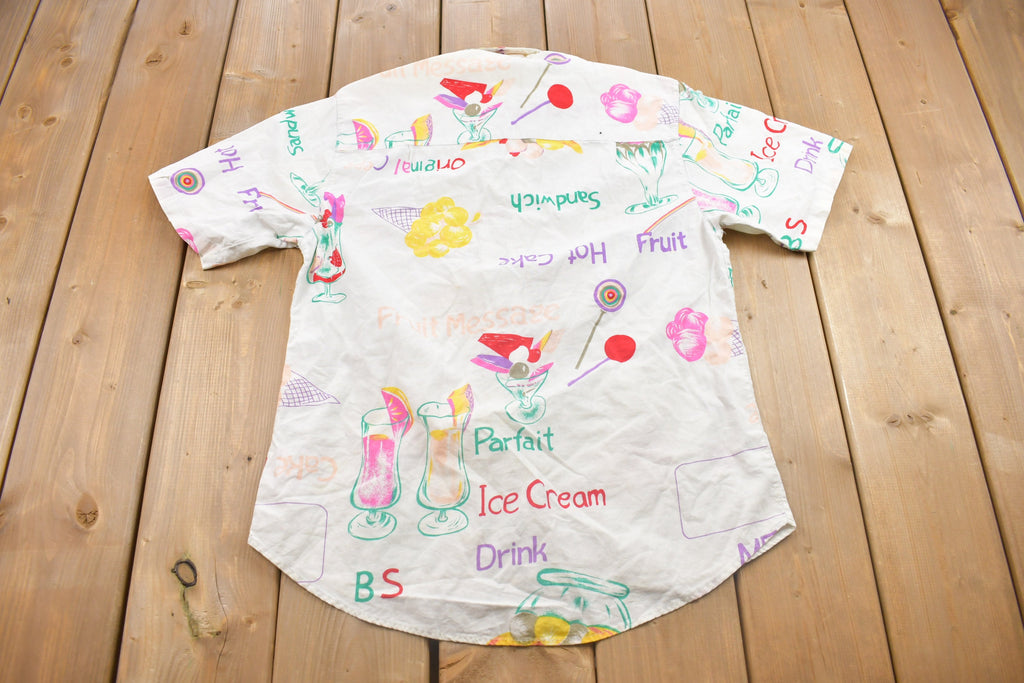 Vintage 1990s Breakfast Foods Button Up T Shirt