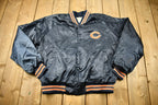 Vintage 1980s Chicago Bears NFL Satin Snap Button Bomber Jacket