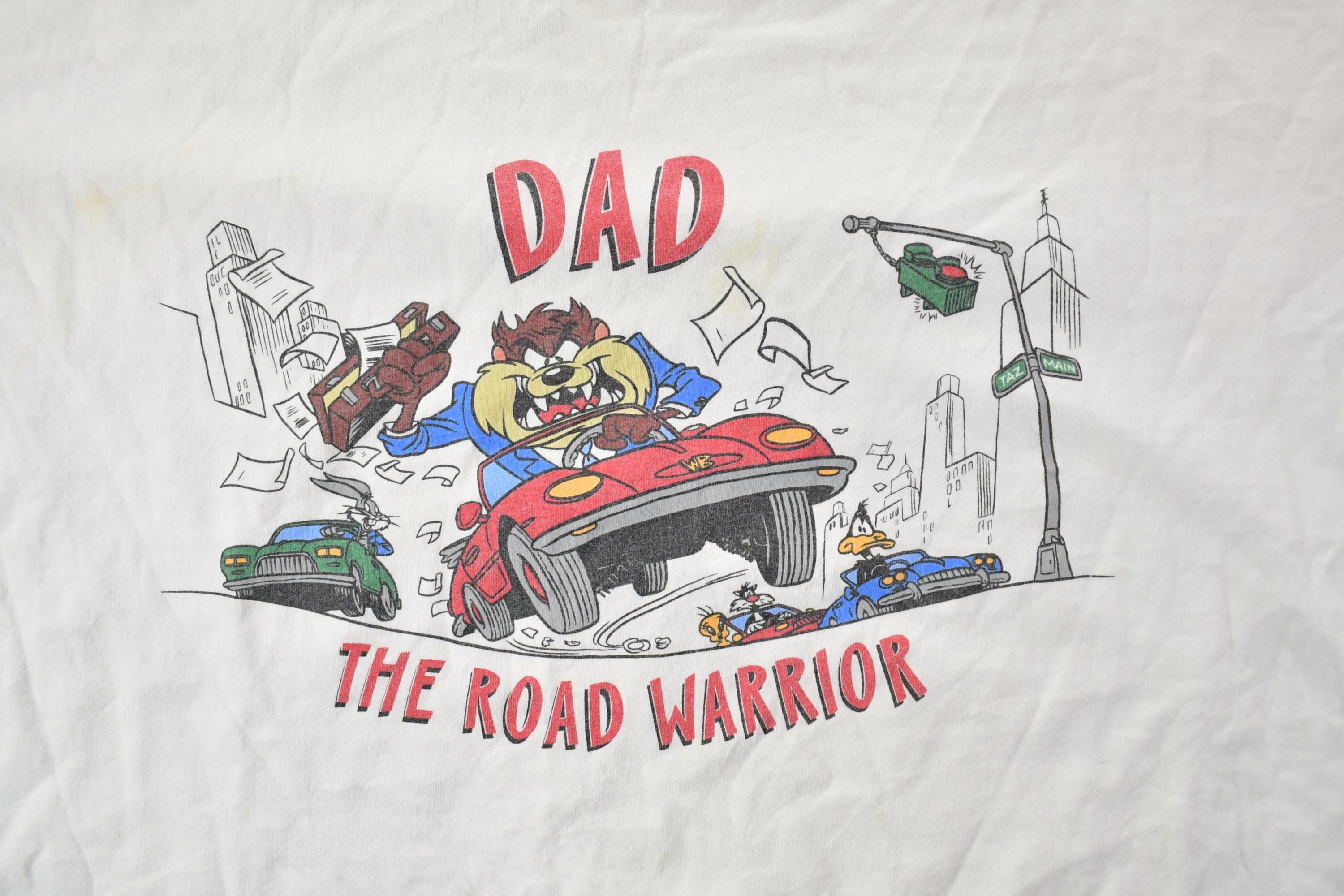 Vintage 1990s Warner Brothers Taz Dad The Road Warrior Graphic T-Shirt