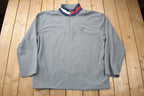 Vintage 1990s Tommy Hilfiger Flag Collar Quarter Zip Fleece Sweater  Vintage Tommy  90s Sweater  Streetwear  Athleisure  Hilfiger