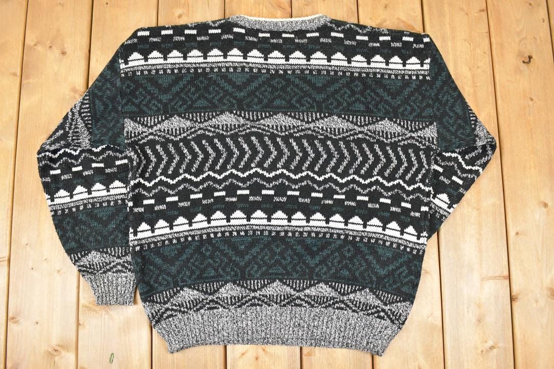 Vintage 1990s Michael Gerald Abstract Knit Crewneck Sweater Men's L