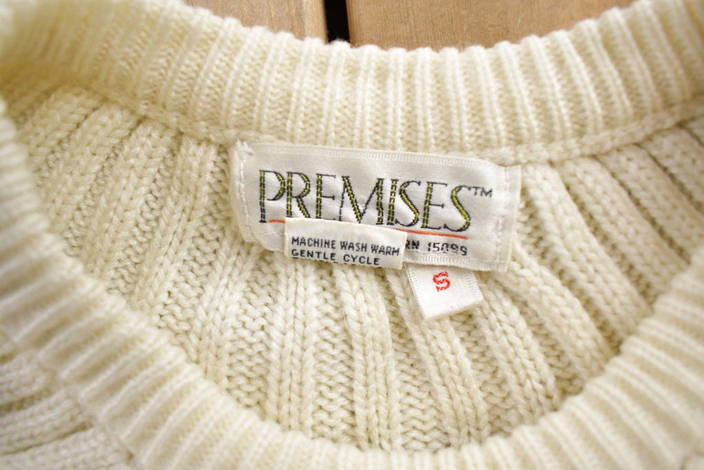 Vintage 1980s Premises 3D Coloured Cable Knit Crewneck Sweater Size S