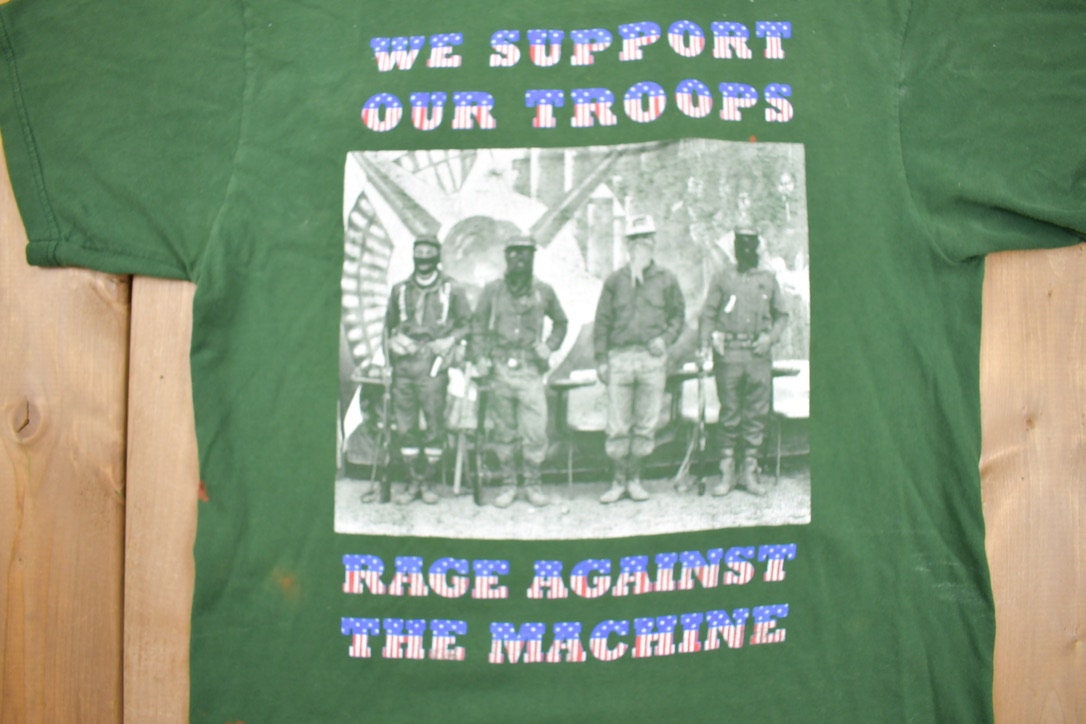 Vintage 1990s Rage Against The Machine We Support Our Troops Band T-Shirt
