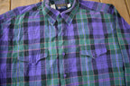 Vintage 1980s Panhandle Slim Western Style Plaid Button Up Shirt