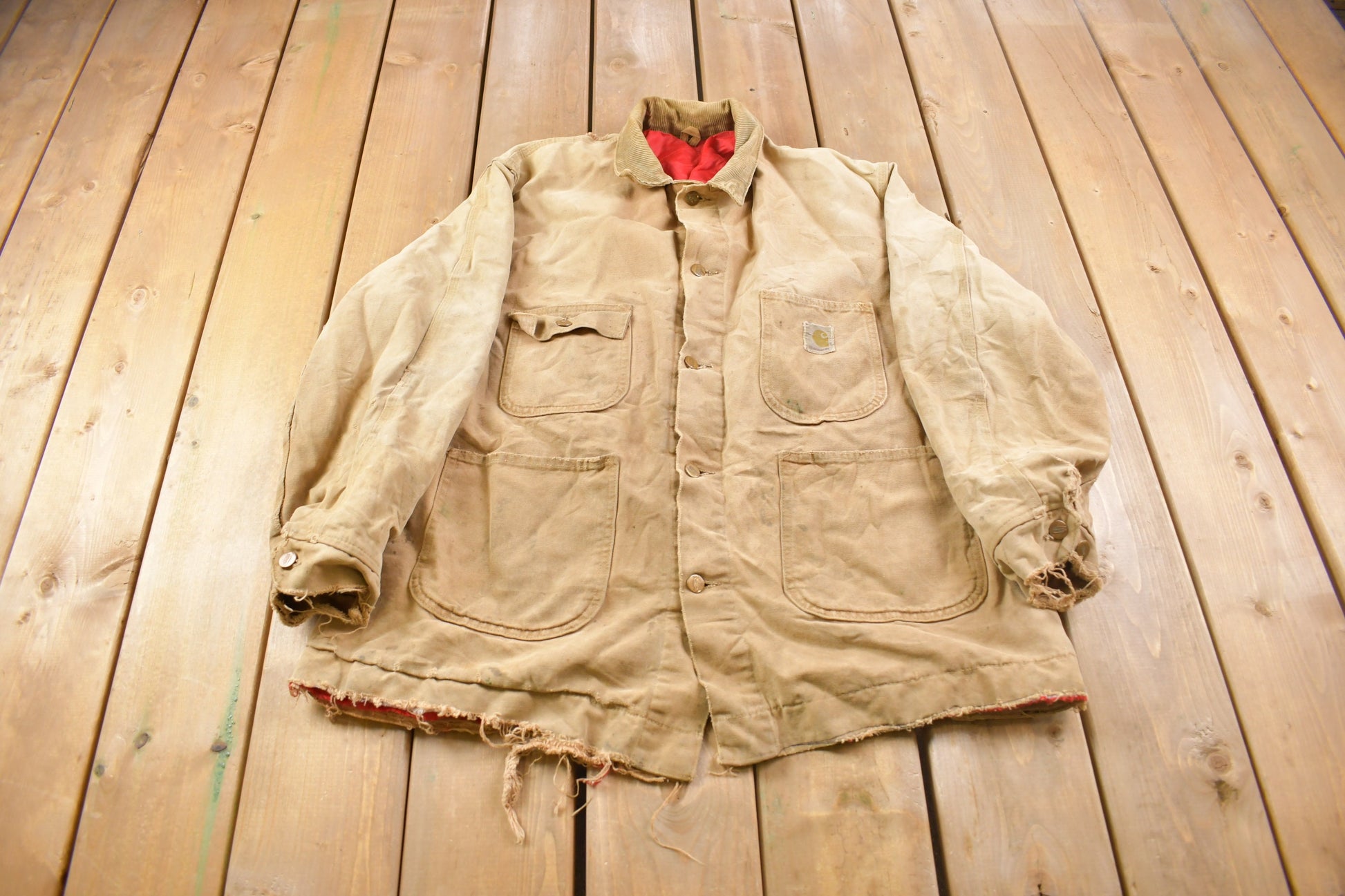 Vintage 1970s Heavily Carhartt Diamond Quilt Lined Painters Jacket