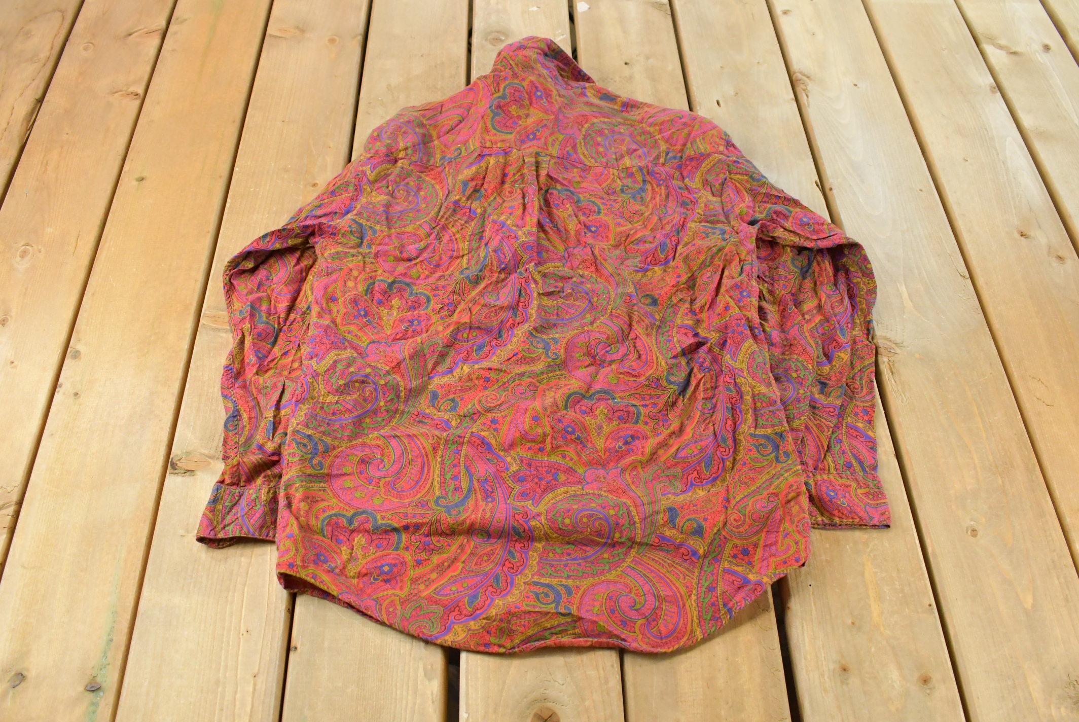 Vintage 1980s Paisley Abstract Button Up Shirt Men's Medium /