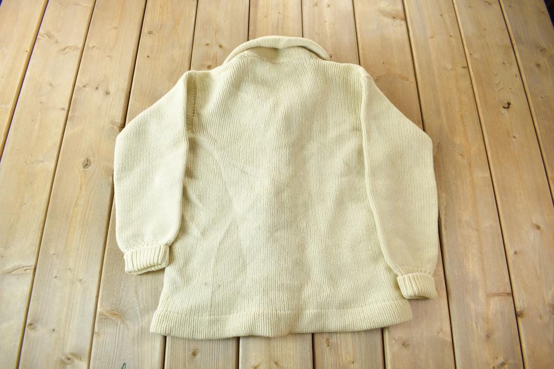 Vintage 1950s Wool Shawl Collar Knit Cardigan Sweater
