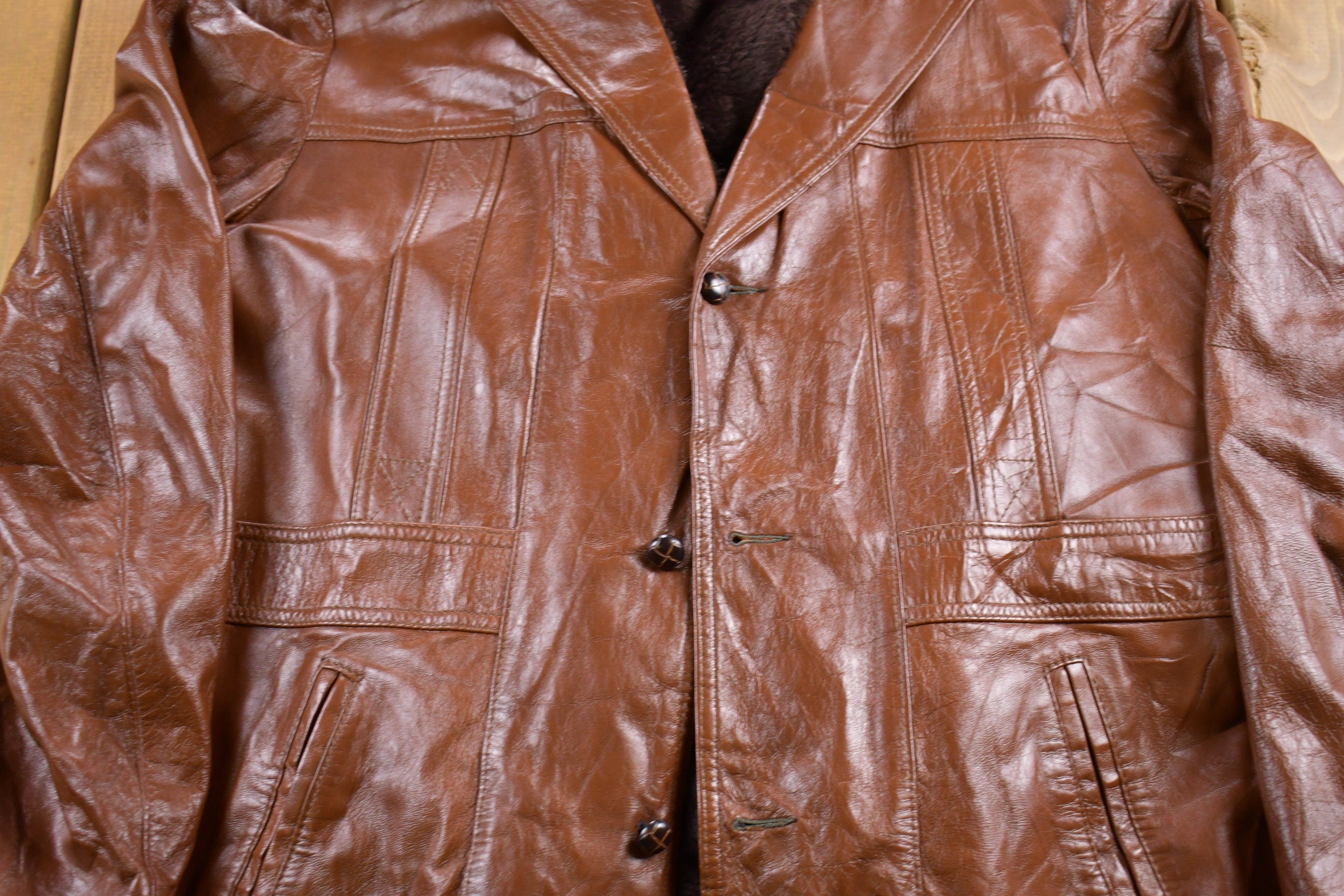 Vintage 1980s Reed Sportswear Fur Lined Leather Jacket