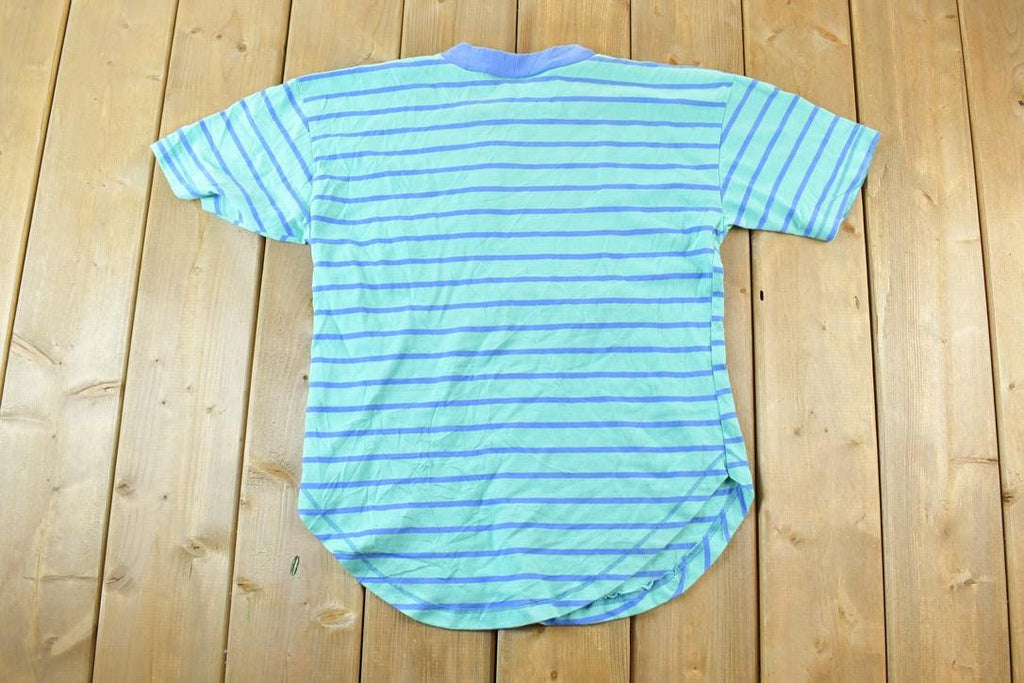 Vintage 1990s Waves Striped Single Stitch T-Shirt
