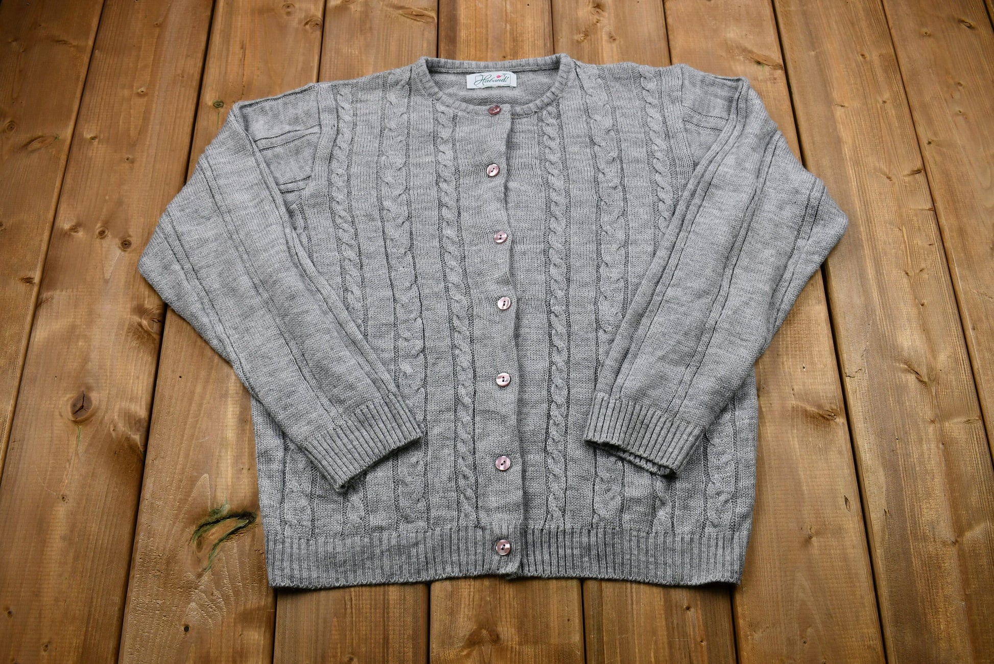 Vintage 1990s Cable Knit Button Up Cardigan Sweater