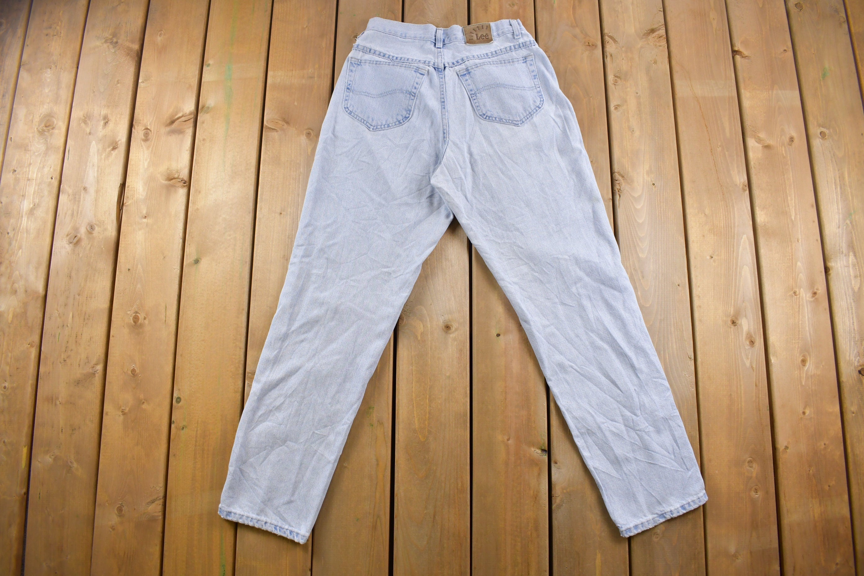 Vintage 1990s Lee Lee Riveted Light Wash Denim Jeans Size 28 x 30