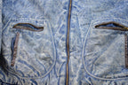 Vintage 1980s Acid Wash Aviator Denim Jean Jacket