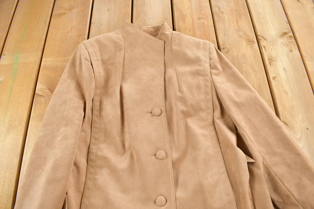 Vintage 1980s Olympic Suede Leather Trench Coat