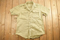 Vintage 1990s Blank Button Up Beige Safari Style Shirt