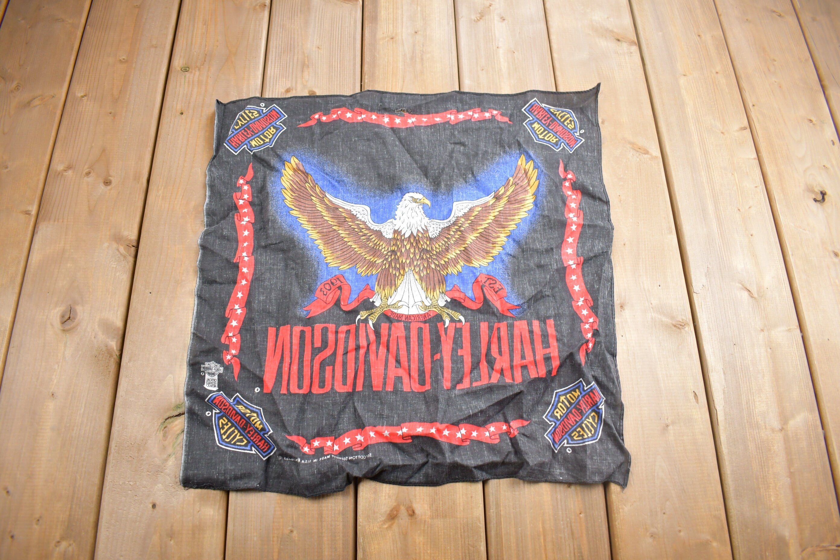 Vintage 1990s Harley Davidson American Bald Eagle Bandana