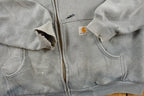 Vintage 1990s Distressed Carhartt Heavy Weight Sun Faded Blue Zip Up Hoodie