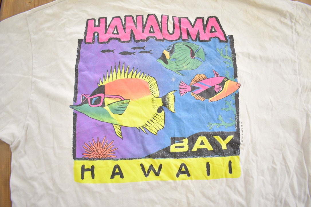 Vintage 1990s Hanauma Hawaii Souvenir Travel T Shirt Made In USA