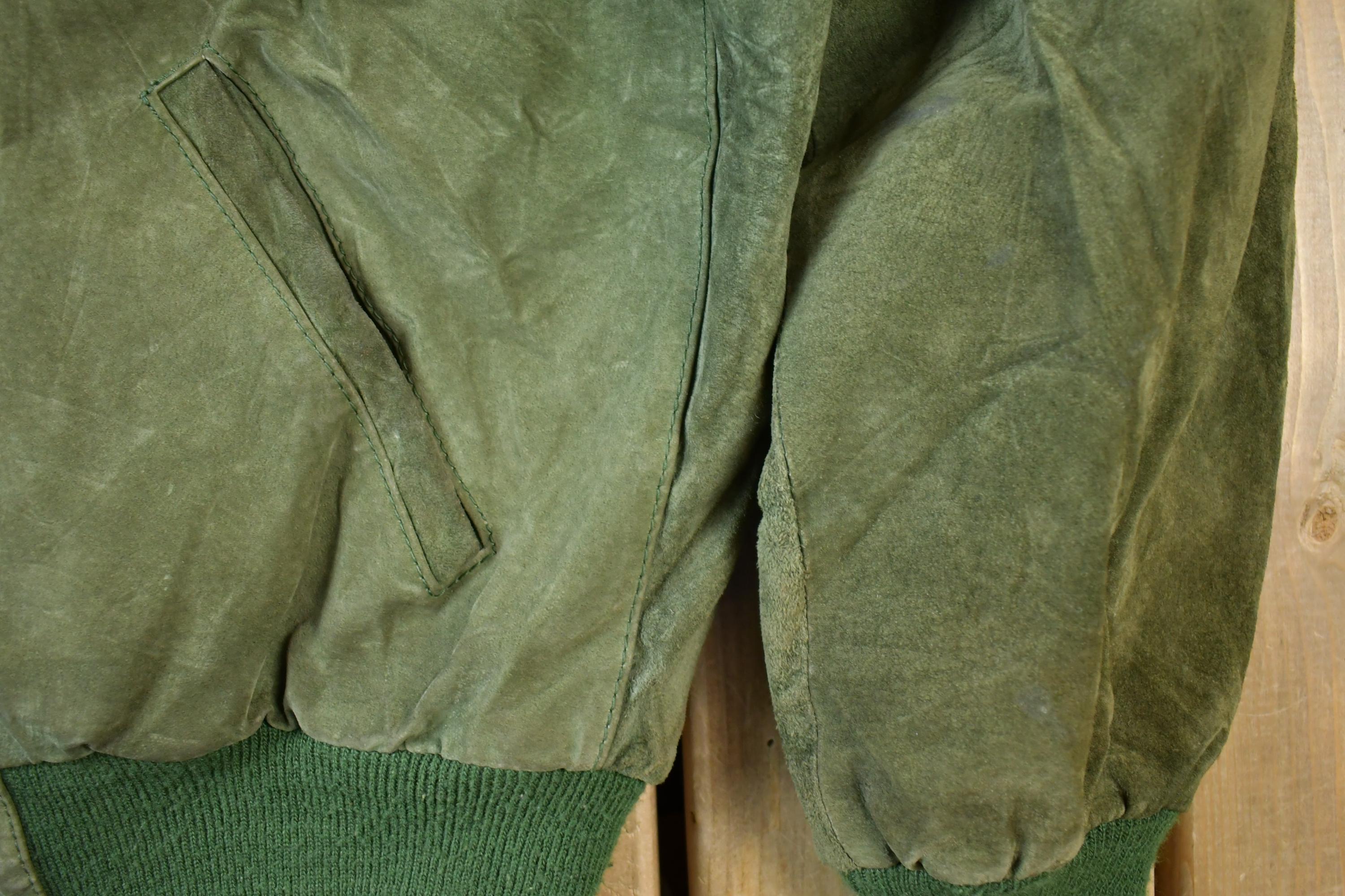 Vintage 1990s NAF Leather Bomber Jacket Made In USA