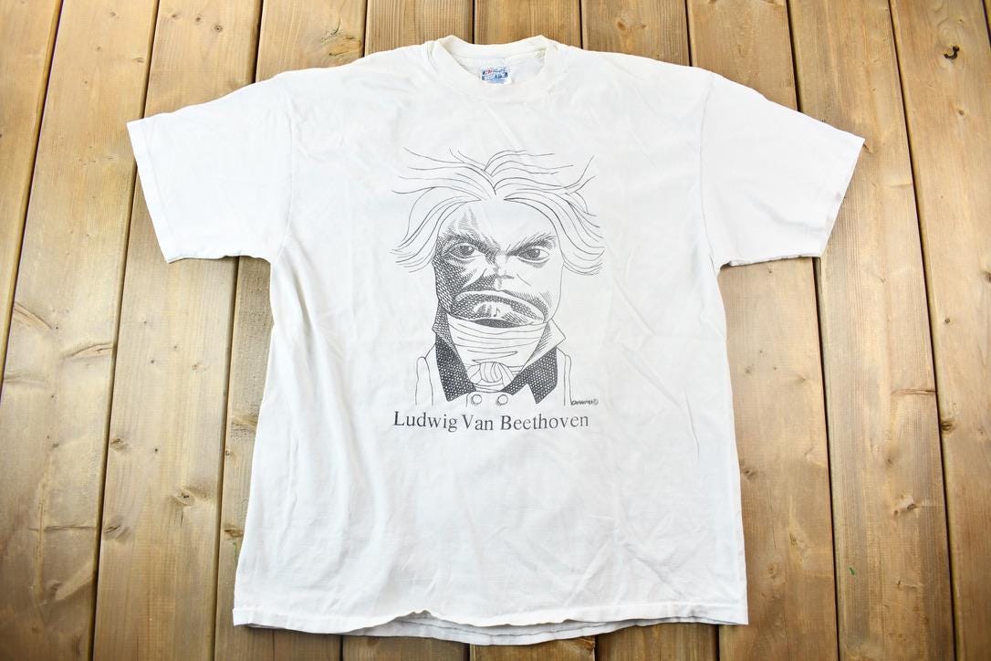 Vintage 1990s Beethoven Classical Music Single Stitch Graphic T-Shirt /