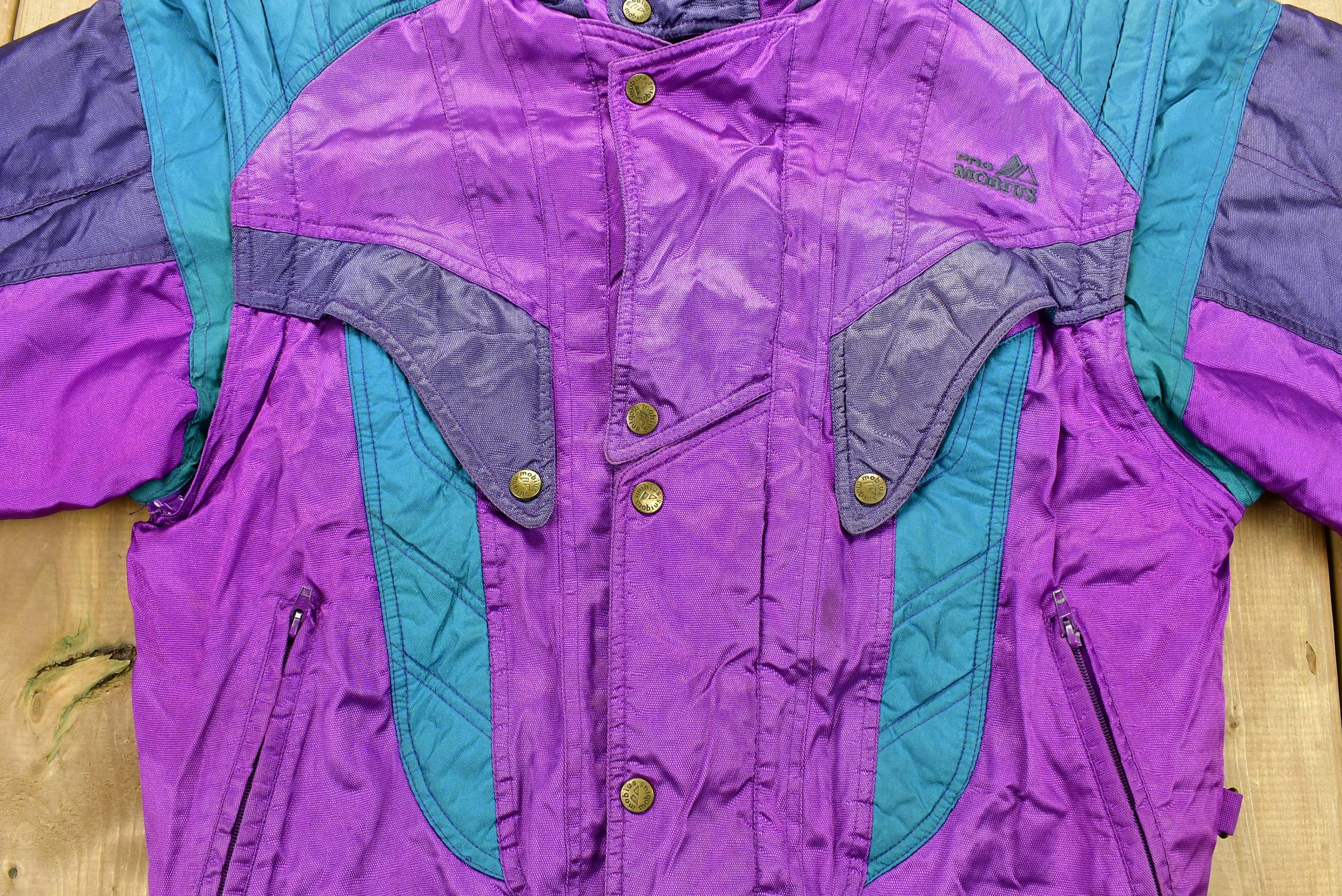Vintage 1980s Mobins Color Block Windbreaker Women's Jacket
