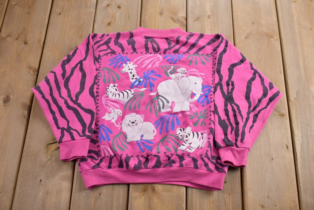 Vintage 1990s Cute Cat All Over Print Crewneck Sweater