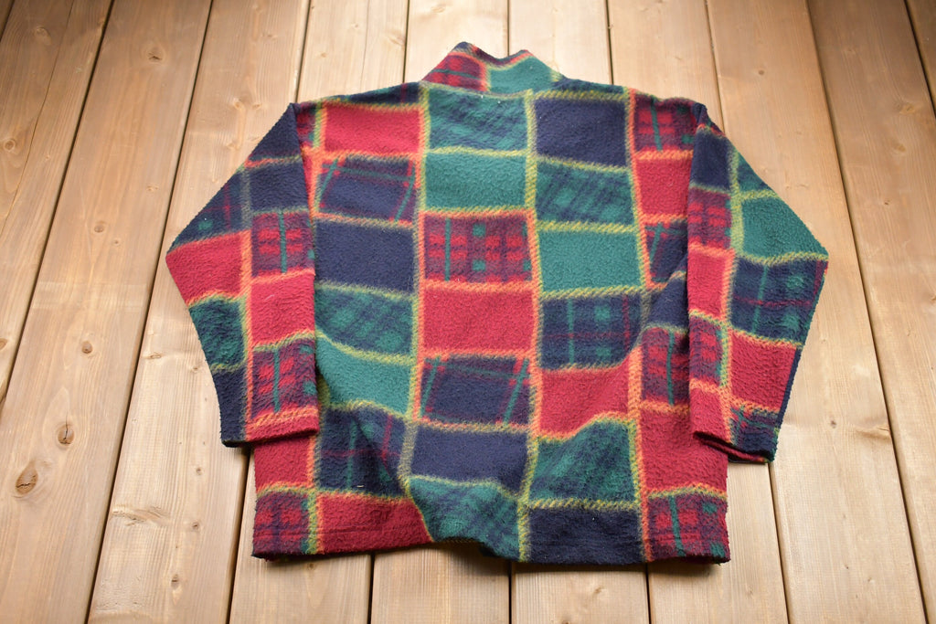 Vintage 1990s Shenanigans Checkered Quarter Zip Fleece Sweater
