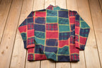 Vintage 1990s Shenanigans Checkered Quarter Zip Fleece Sweater