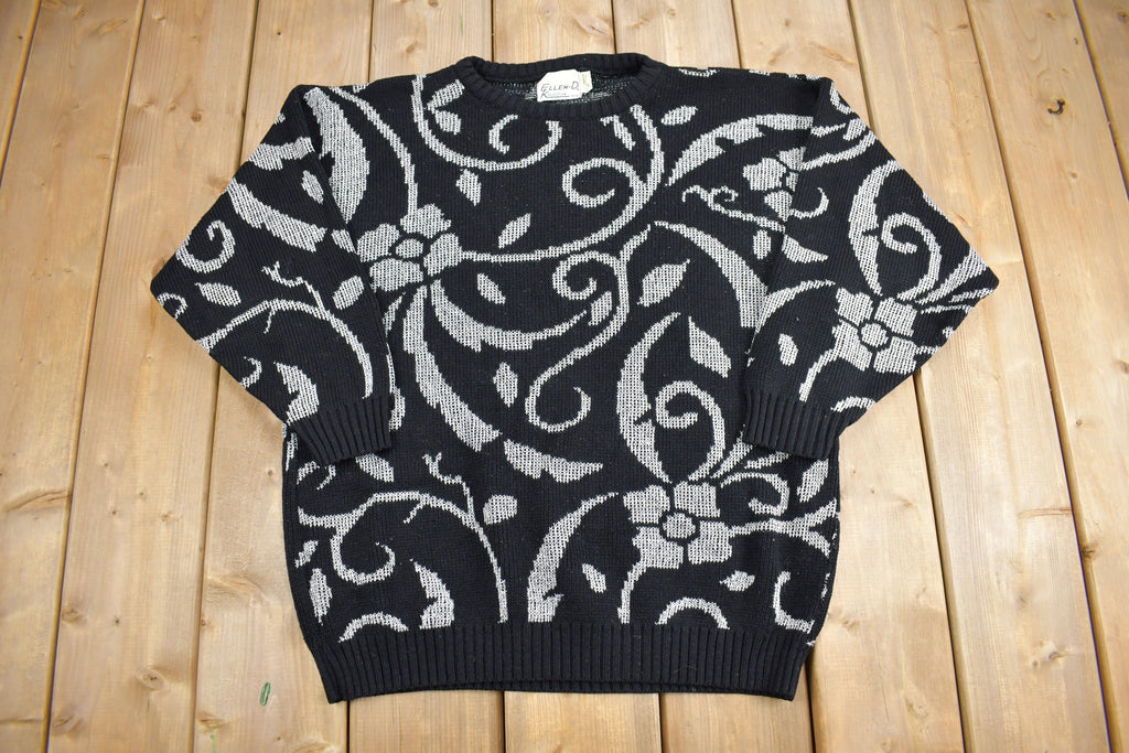 Vintage 1990s Floral Knit Crewneck Sweater