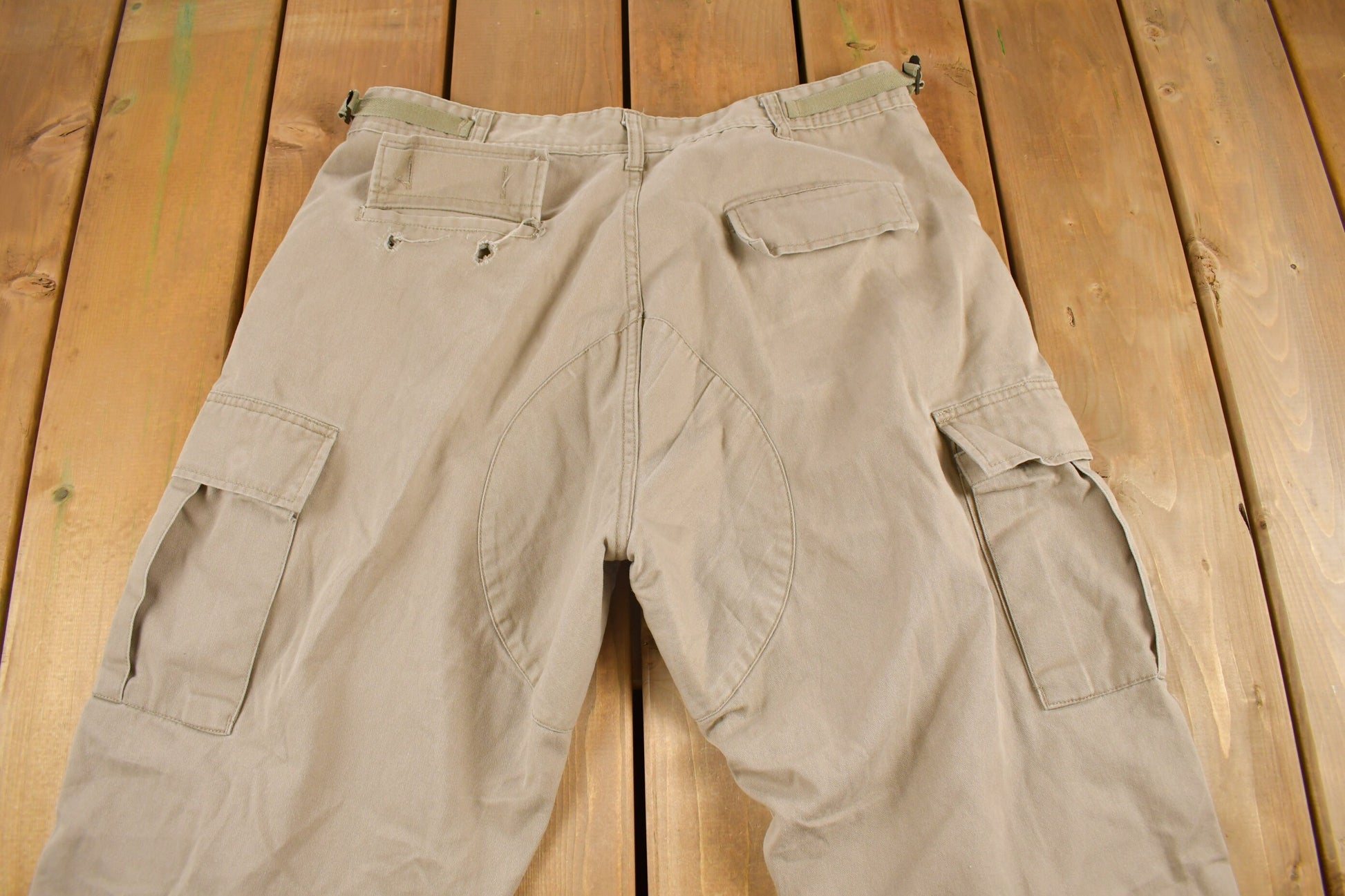 Vintage 1990s Military Style Beige Cargo Pants Size 36 x 30
