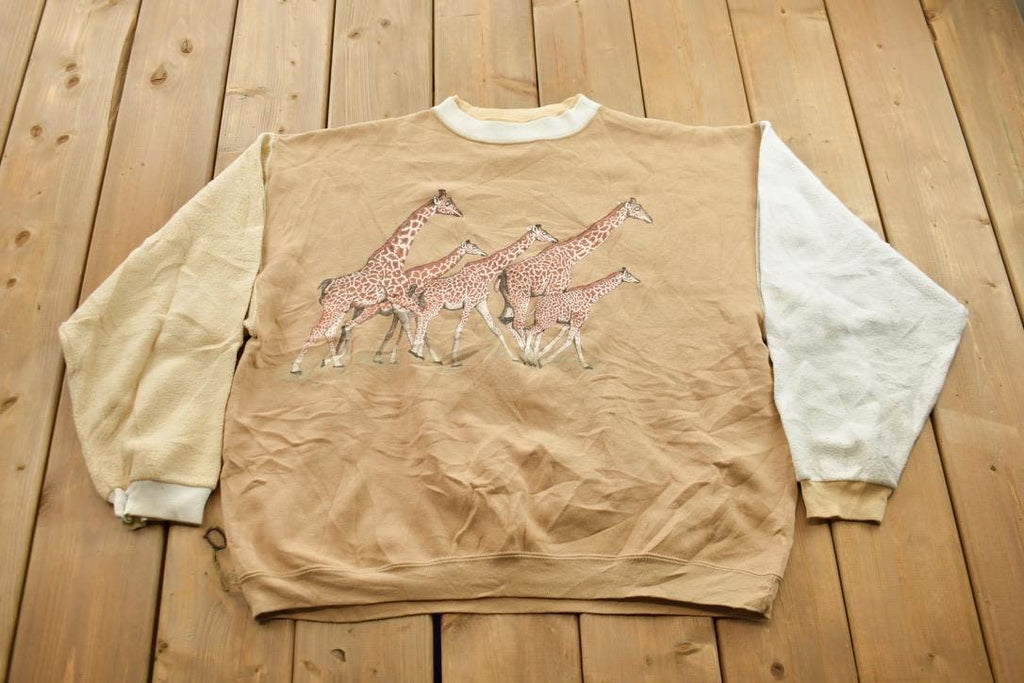 Vintage 1995 Giraffe Graphic Crewneck Sweatshirt