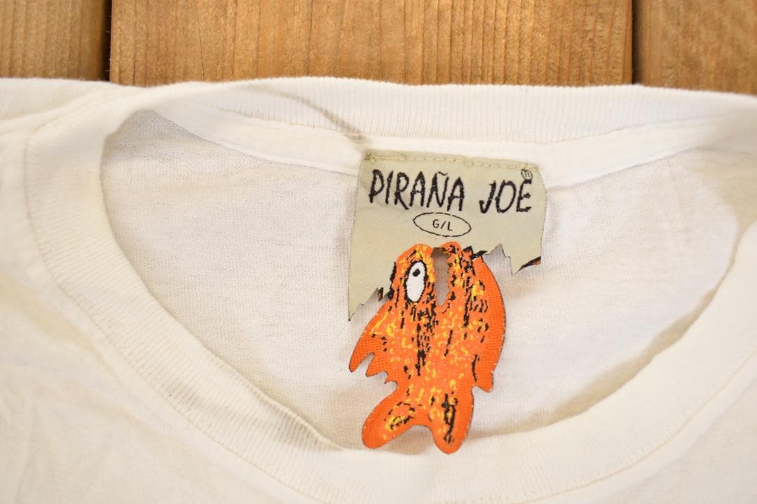 Vintage 1990s Pirana Joe Aruba Sleeve Text Graphic Print Long Sleeve T Shirt Mens L