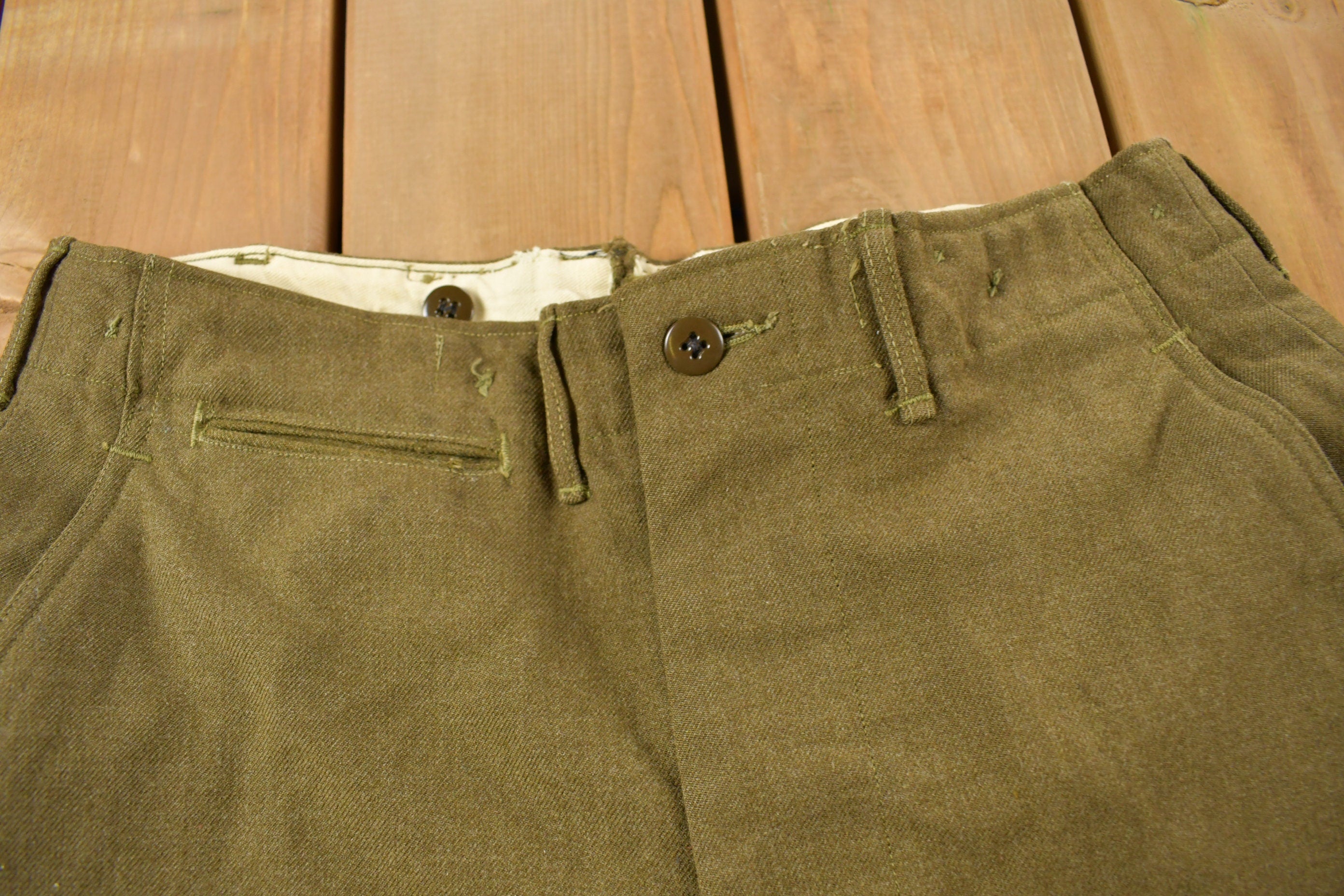 Vintage 1980s Military Green Army Pants Size 32 x 27