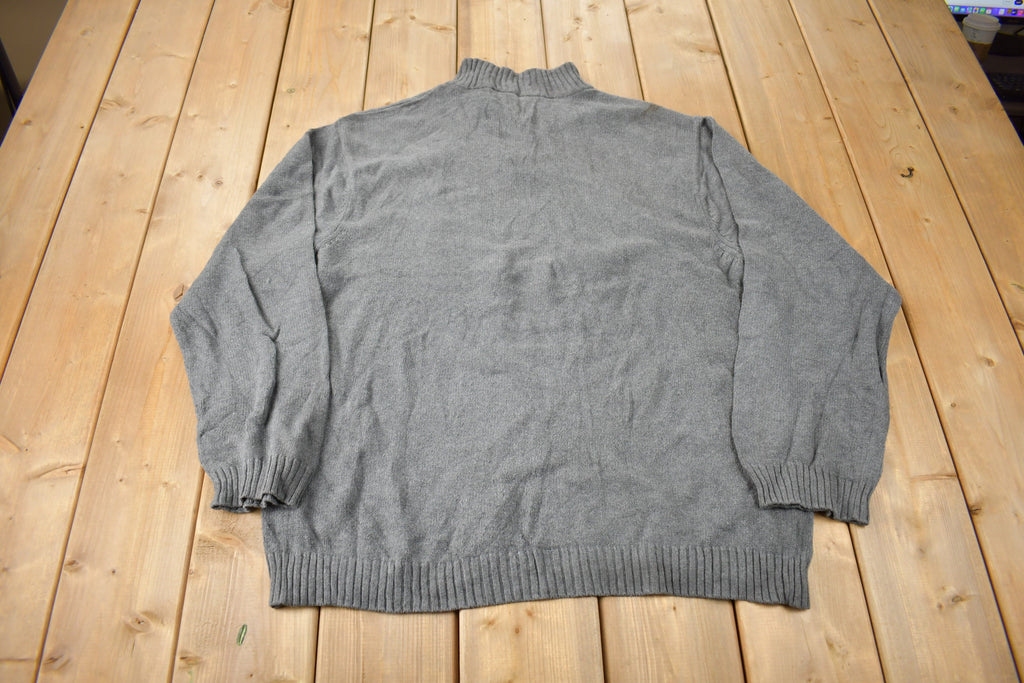 Vintage Y2K Chaps Embroidered Logo Quarter Zip Knit Sweater Size XL