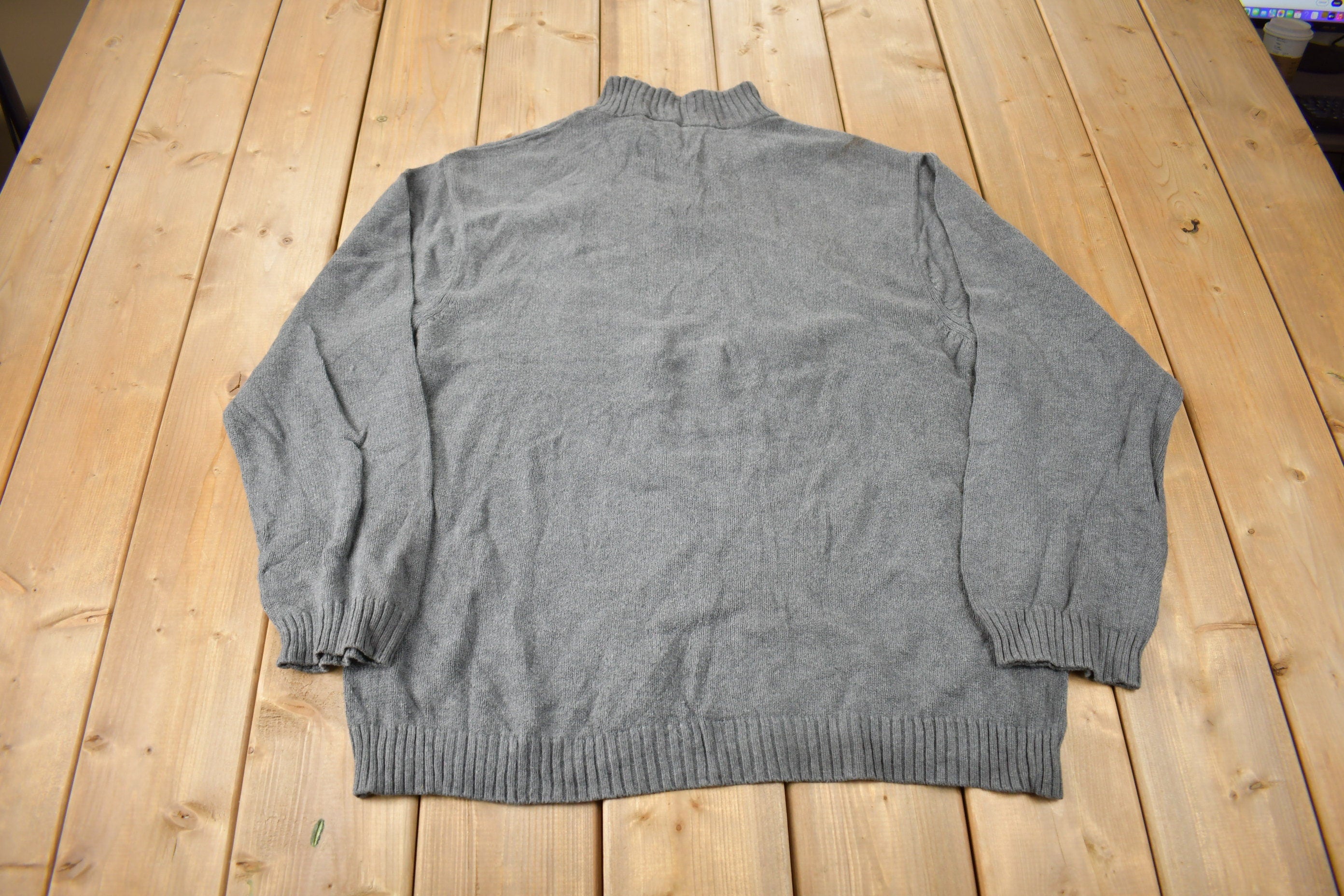 Vintage Y2K Chaps Embroidered Logo Quarter Zip Knit Sweater Size XL