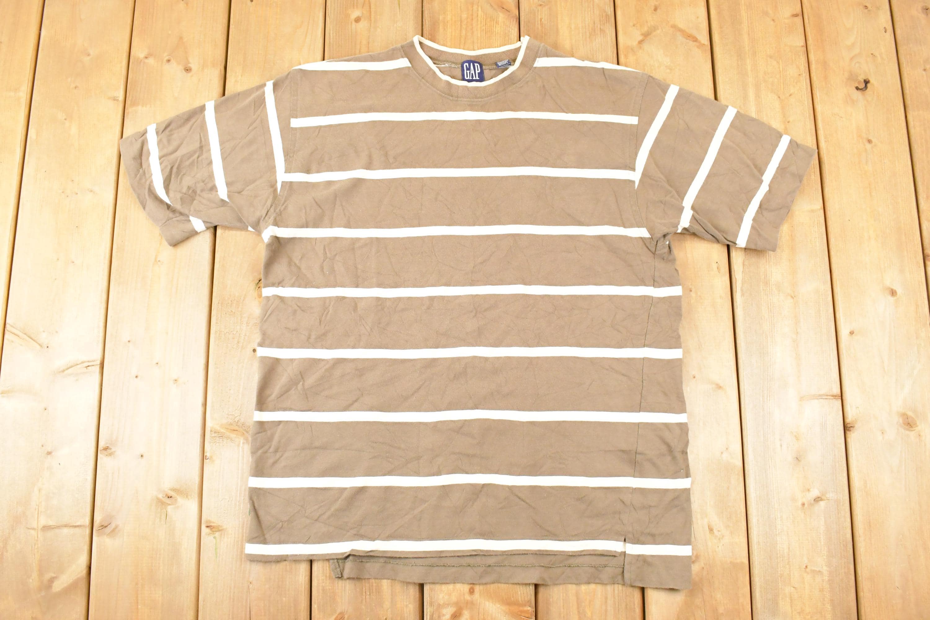Vintage 1990s Gap Striped Preppy Souvenir T-Shirt Men's L