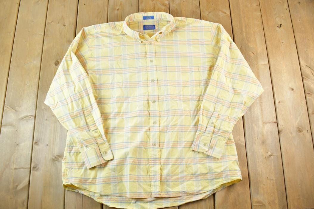 Vintage 1990s Pendleton Plaid Button Up Shirt Mens XL
