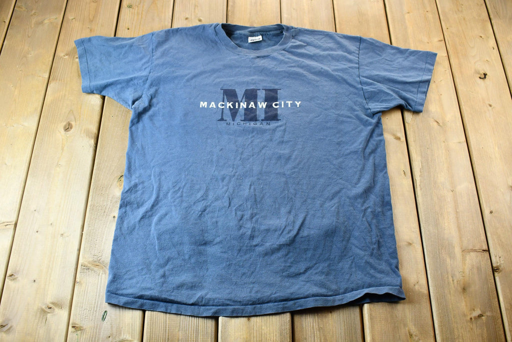 Vintage 1990s Mackinaw City Michigan Graphic Souvenir Travel T-Shirt